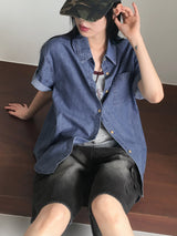 パズルパークデニム半袖南シャツ/Puzzle Boxy Denim Short Sleeve Southern Shirt