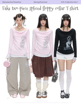 BETWEENAND「Pinkish Key」– a pure and delicate two-piece set consisting of a top with a dropped neckline, long sleeves, and a shapening upper garment
