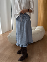 side button smocking skirt & dress 