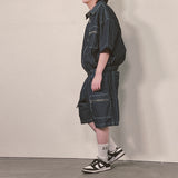 stripe denim shorts_blue