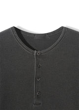 WAFFLE BUTTON OVERSIZED TEE (3C)