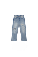 Distressed Straight Leg Jeans