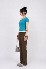 DUAL-TONE ASYMMETRY TEE (4COLORS!)