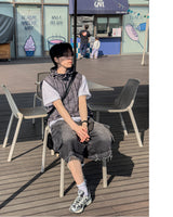 Crinkle Check Hooded Anorak Vest