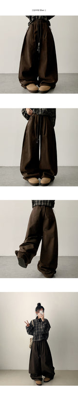 [short, basic, long choice*] League banding pintuck cotton wide pants (4 colors)