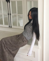 Yumo Puff Fleece Striped Half-Sleeve Knit
