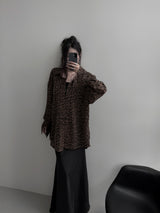 loose-fit leopard grunge shirt (2color1)