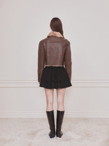 Short reversible leather mustang (Brown)