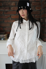 ROUND COLLAR LACE SHIRT OFF WHITE
