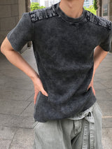 ファイナー ショルダーパネル ウォッシュド ショートスリーブ Tシャツ 3C
