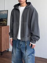 Dusty Pigment Crop Hood Zip-Up (3color) (No.1001)