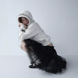 【MADE】winter frill hood zip-up, cream ivory