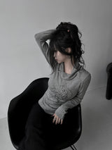melt drape neck slim T (3color)