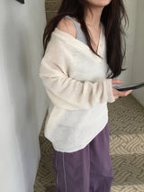 Bena Rouge V-Neck Button Knit (5c)
