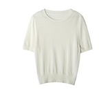 Punching Detail Summer Round Neck Knit Short Sleeve