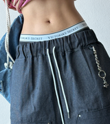 Deep Double Knee Non-Faded Raw Denim Rivet Mini Bermuda  2 Colors 