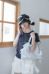 angel ribbon cap(black)