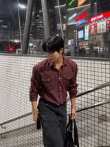 Herringbone Loose regular pants