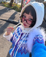 ボタンネックウォーマーフードバラクラバ