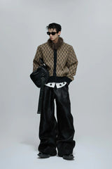 Sequin Knit Cardigan with Fur Collar