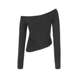 ショルダーボタン1つTシャツ - ブラック