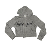 Girls crop hood jumper