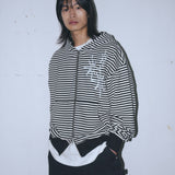 Untitled Starrynight Small Stripe Hood Zip Up Black White