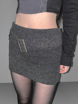 cream belt knit skirt(2 color)