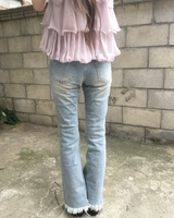 Lowrise fringe boots cut pants