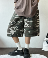 SHORT MILITARY WASHING BALLOON BERMUDA 🖤🩶💚🍪2COLOR