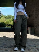 Two-way two-line crunchy wide trek long pants (3 colors)
