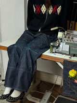  [Hand-Made「007」] Snowflake Studded Pants_Denim&Skyblue