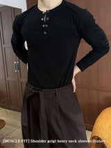 [MUSCLE FIT] Shoulder golgi henry neck sleeves(2color)