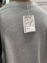 ルックネードワッフルセミクロップラウンドカットロングスリーブTシャツ