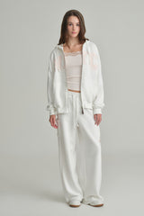 NYC hooded zip-up, Ivory