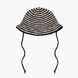 Stripe String Bucket Hat - Black