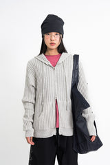 Edith lip knit hood zip-up