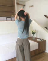 Nodi back pocket winde cotton pants