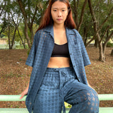 PEACOCK BLUE KNIT SHIRT