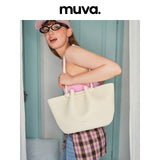 muva.レディース ラージキャパシティ トートバッグ レザー ハンドバッグ