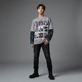 グレーロックスターレイヤードTシャツ