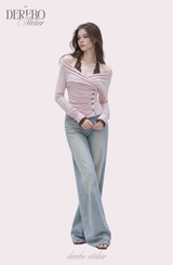 Rosé Lace Halter Neck Long Sleeve T-Shirt
