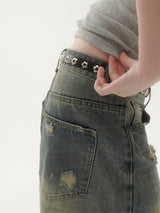 Flower eyelet rivet belt -1C