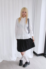 check ribbon shoulder bag