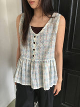 26SS★ [BAONHAUS] Korine Flower Shirring Sleeveless Blouse