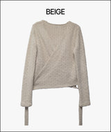 Pomel wrap knit cardigan