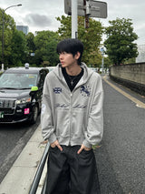 ウェスト セミクロップド ジップアップ フーディ