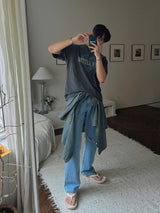 ASCLO ラングセミワイドカットデニムパンツ