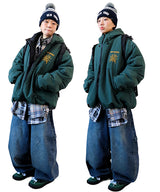Oversized Two-Way Washed Puffer Jacket (6oz)