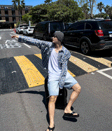 ハーフワイドカッティングデニムパンツ